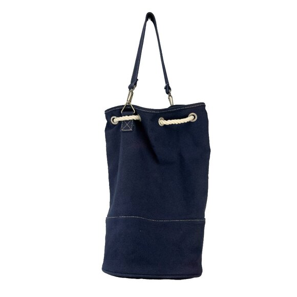 TIFFANY & CO VTG Oversize Sailor Nautical Navy Blue Canvas Bucket Duffle Bag - Picture 5 of 9